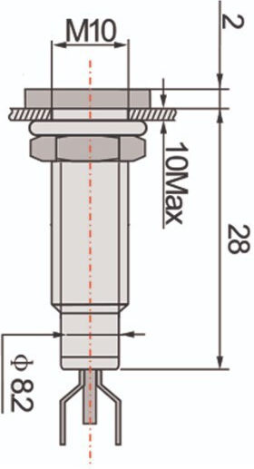 Ενδεικτική Λυχνία Βιδωτή Φ10 + Led 24vac/dc Πράσινο