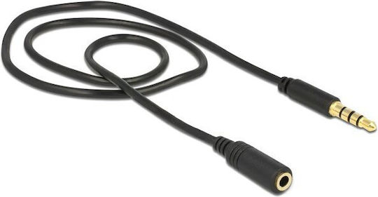 DeLock Καλώδιο Ήχου 3.5mm male - 3.5mm female Μαύρο 0.5m με Επίχρυσους Ακροδέκτες 84716