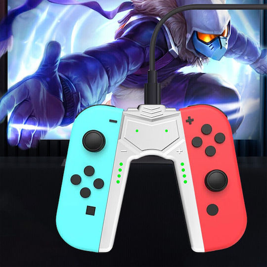 Ladeständer Für Nintendo Switch Konsole Kompatible V1 V2 Oled Modelle Mit LED-Anzeige Usb-c Anschluss 100 Cm Kabel 105 X 75 Mm Weiß