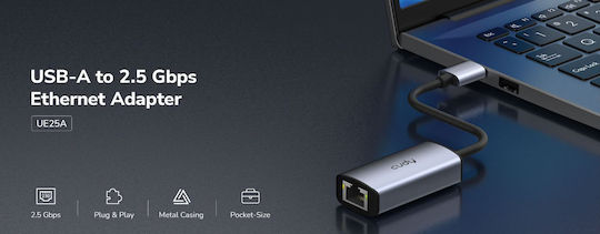 Cudy UE25A Αντάπτορας Δικτύου USB με Ενσύρματη Σύνδεση Ethernet