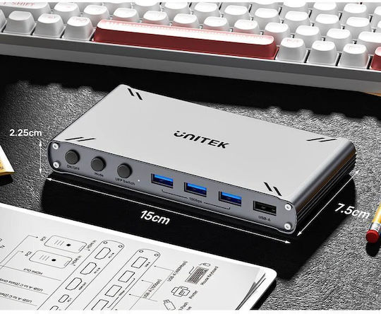 Unitek Kvm Hdmi Switch Usb-c 10gbps Split-screen 5-port Hub D1118a