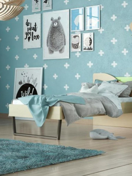 Bow Kids Bed Classic Semi Double Oak-Green for Mattress 110x190cm
