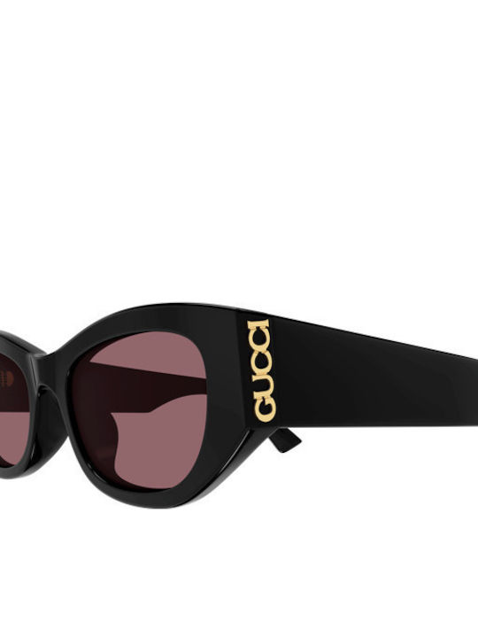 Gucci Damen Sonnenbrille mit Schwarzem Horn umrandetem Rahmen und Schwarzem Glas GG2044SA 003