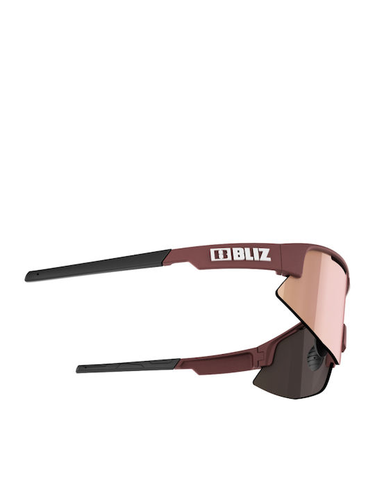 Bliz Matrix Small Bărbătești Ochelari de soare cu Burgundy Cadru și Roz Oglindă Lentilă 52007-49