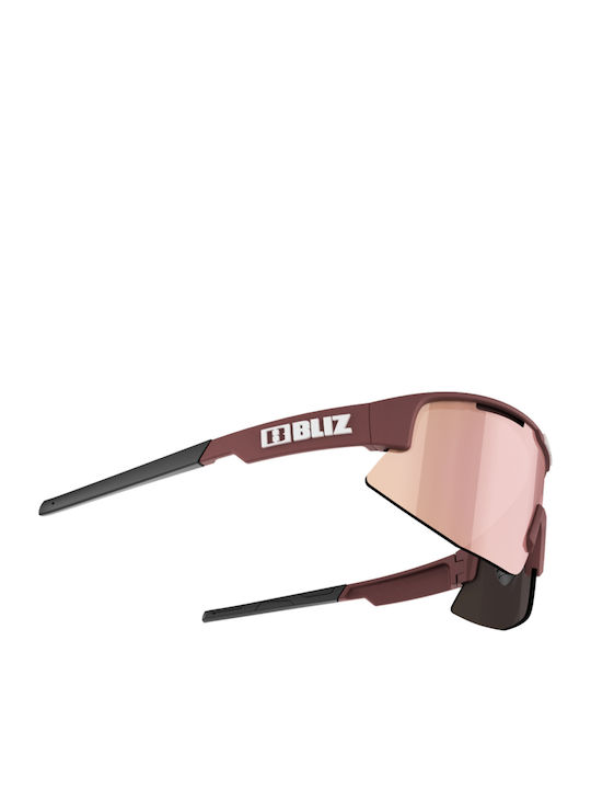 Bliz Matrix Small Bărbătești Ochelari de soare cu Burgundy Cadru și Roz Oglindă Lentilă 52007-49