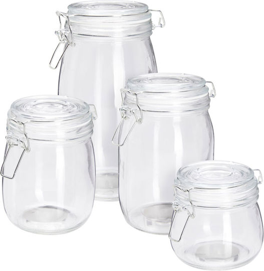Excellent Houseware Set 4buc Borcane Uz General cu capac Sticlă Transparent 500ml Excellent Houseware Set 4buc Borcane Uz General cu capac Sticlă Transparent 500ml