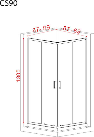 Starlet Shower Cabin with Sliding Door 87-89x89cm Clear Glass Chrome