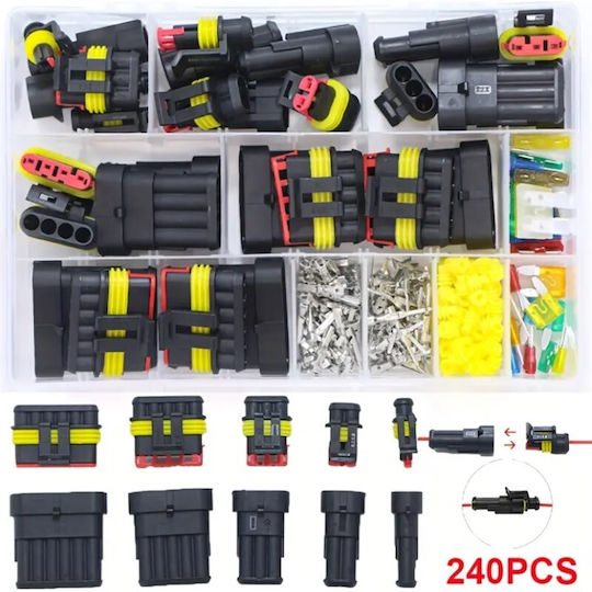 Set Terminale Conectori Etanșe 240 Bucăți Cutie Depozitare Plastic 19.5 × 13.1 × 4 Cm