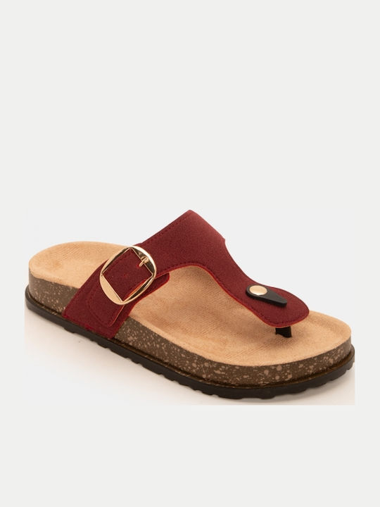 Flache Damen Sandalen Flatforms Burgundisch