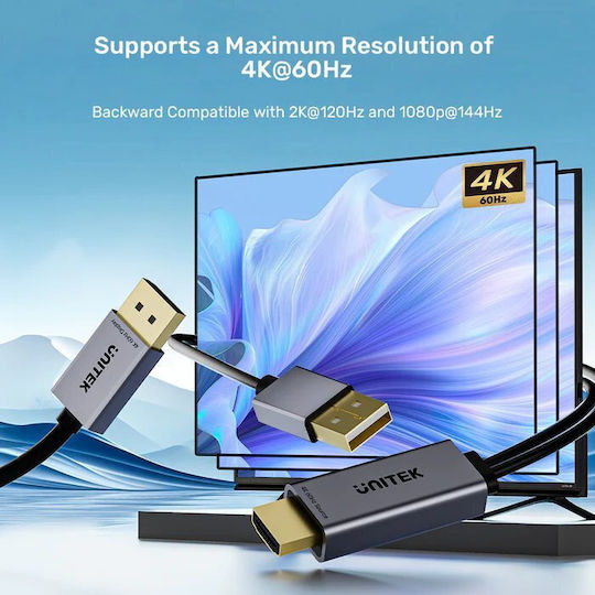 Unitek DisplayPort Male Cable 1.8m Black V1714