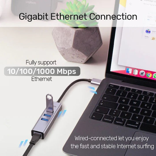Unitek USB Хъб с 4 Порта USB 3.0 с USB-C и Ethernet