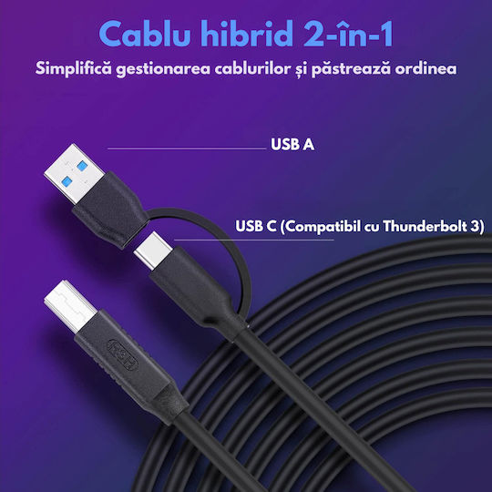 Hub USB 3.0 cu 14 Porturi cu Conectare USB-A / USB-C Roșu