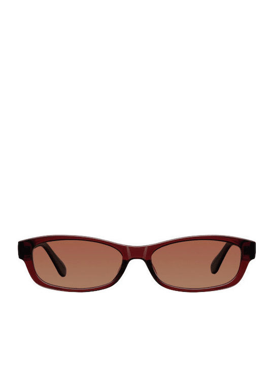 Meller Dotia Unisex Sunglasses With Red Horn-Rimmed Frame And Brown Polarized Lens
