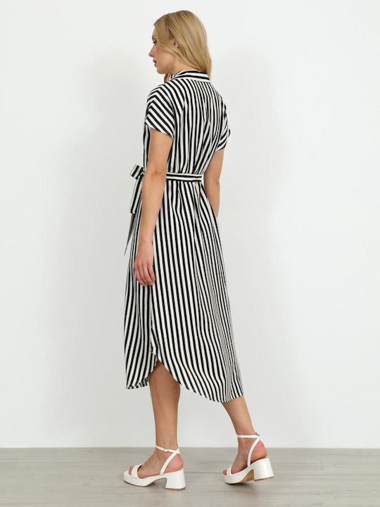 Summer Midi Shirt Dress Black
