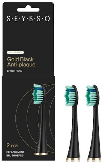 Seysso Gold Anti Plaque Spare Heads 2 Pcs Black