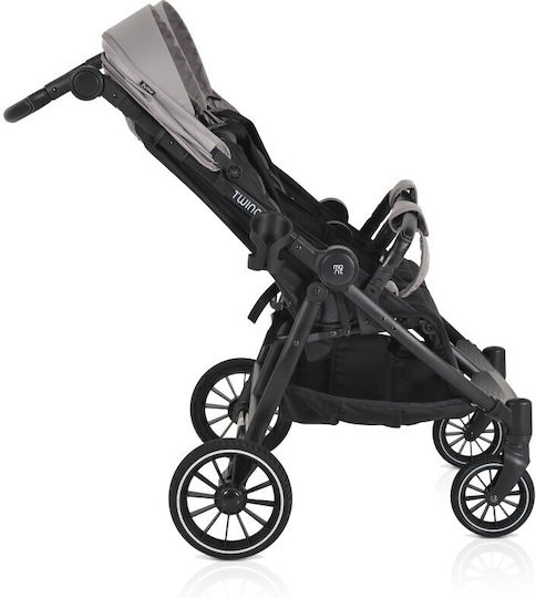 Moni TwinGo Doppelter Kinderwagen Geeignet für Neugeborene Silver 15.2kg
