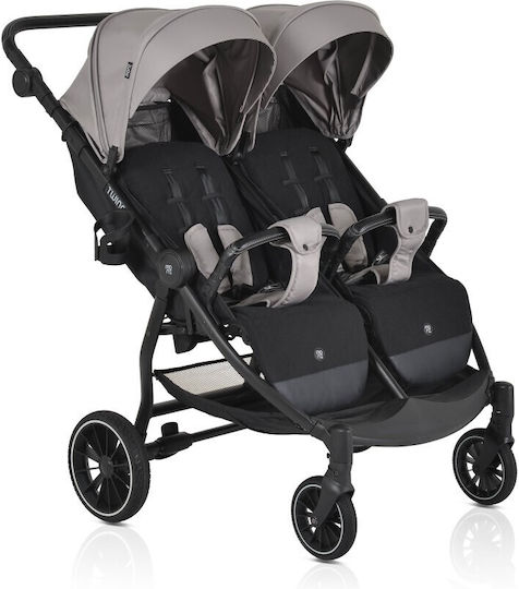 Moni TwinGo Doppelter Kinderwagen Geeignet für Neugeborene Silver 15.2kg