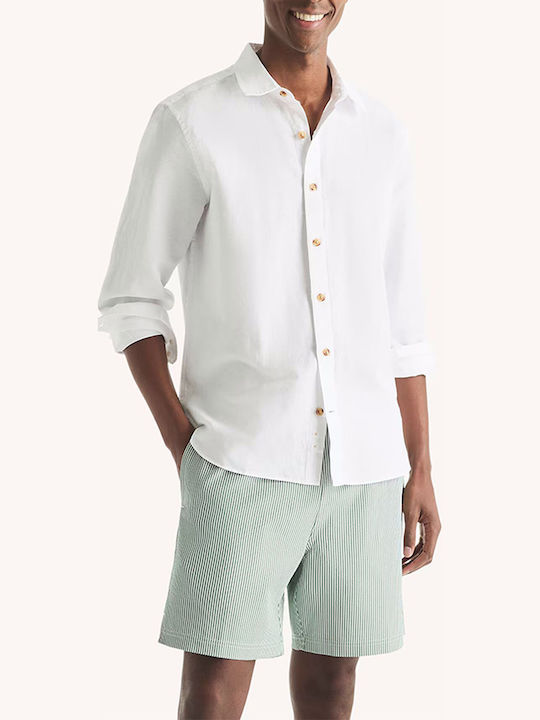 Nautica Long Sleeve Linen Shirt Regular Fit White
