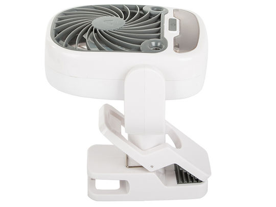 Ventilator Umidificator 2 În 1 Zola Birou Wireless Rotire 360° 3 Viteze Funcție Iluminare Cu Clema Suport Birou 25 X 12.5 X 12.5 Cm Alb
