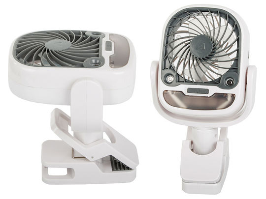 Ventilator Umidificator 2 În 1 Zola Birou Wireless Rotire 360° 3 Viteze Funcție Iluminare Cu Clema Suport Birou 25 X 12.5 X 12.5 Cm Alb