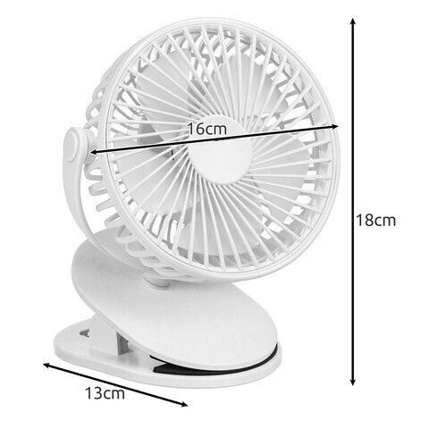 Ventilator De Birou Wireless Zola 3 Niveluri De Viteză Mod Val 5 W Rotire 360° Montare Cu Clip Cablu Usb Reîncărcabil Alb