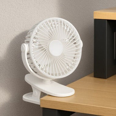 Ventilator De Birou Wireless Zola 3 Niveluri De Viteză Mod Val 5 W Rotire 360° Montare Cu Clip Cablu Usb Reîncărcabil Alb