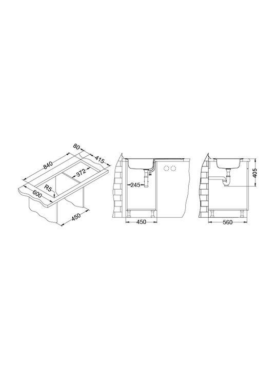 Alveus Chiuvetă Bucătărie Drop-In Inox M43.5xL86cm Gri