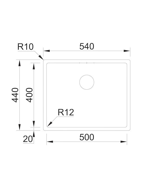 Globalo Unterbau Küchenspüle Inox M44xB54cm Graue