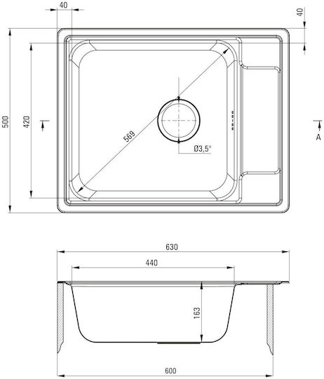 Deante Drop-In Küchenspüle Inox M50xP63cm Graue