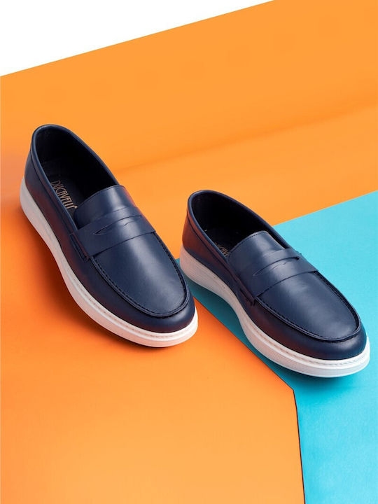 Leder Herren Mokassins in Blau Farbe