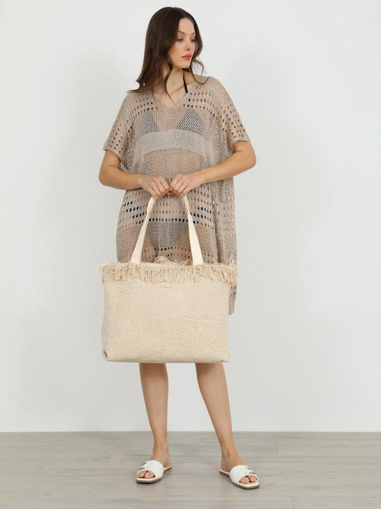 Doca Damen Kaftan Badesachen Beige-Gold