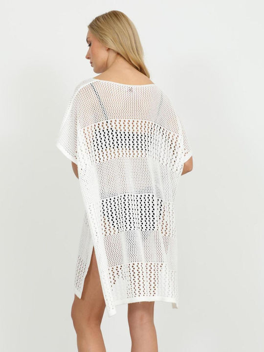 Doca Damenbademode Kaftan Strand Weiß