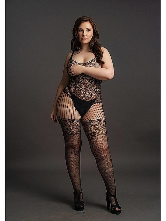 Le Désir Plus Size Ολόσωμο Καλσόν Διχτυωτό Μαύρο