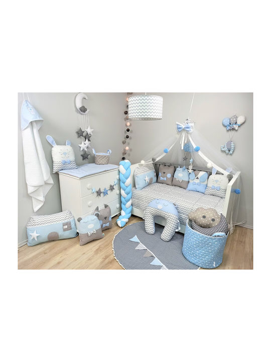 Baby Star Пухено одеяло За Количка Памук Sugar Family Светлосин 105x145см