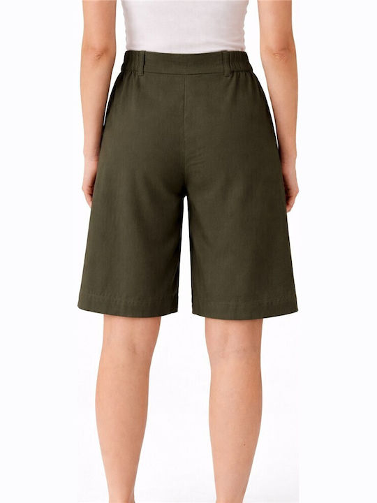 Damen-Bermuda Leinen Khaki