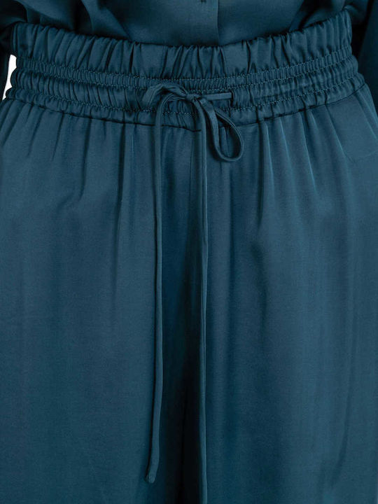 Women's Satin Pantaloons with Rubber Band Dark Blue