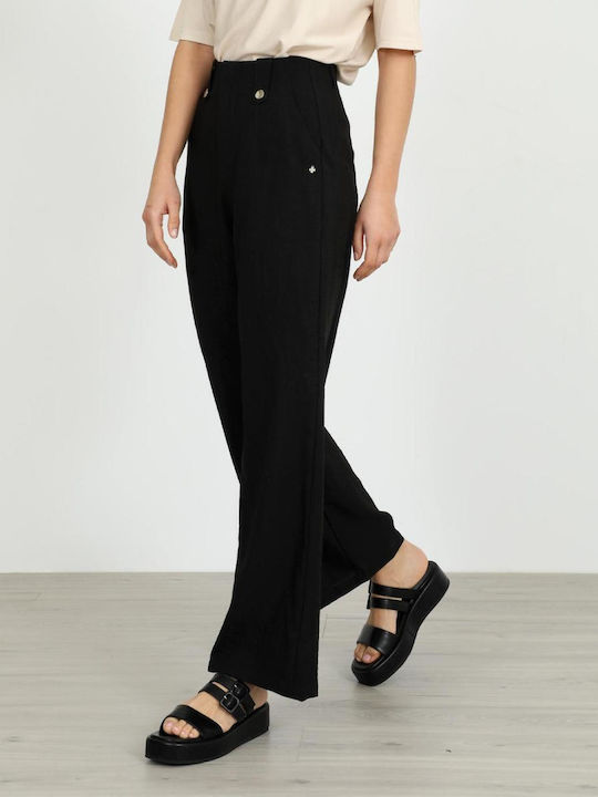 Pantalon Dama Din Țesătură Negru