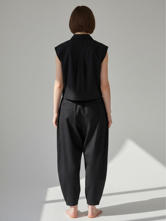Γυναικείο Υφασμάτινο Παντελόνι με Λάστιχο Black