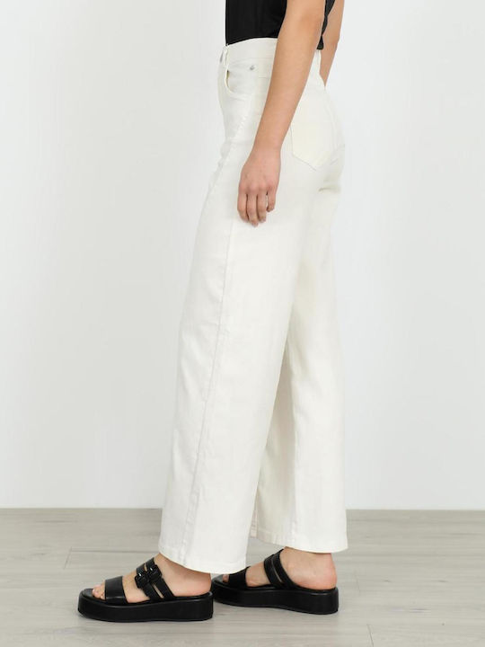 Women's Jean Pants in Wide Leg Style White