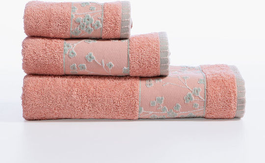 Nef-Nef Homeware Hand Towel Floriva Coral 30x50cm Coral Weight 500gsm