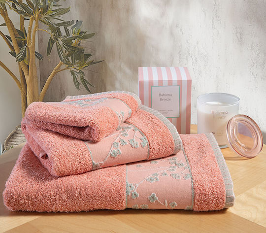 Nef-Nef Homeware Hand Towel Floriva Coral 30x50cm Coral Weight 500gsm