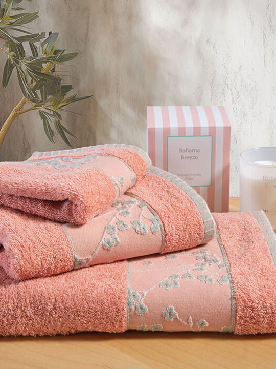 Nef-Nef Homeware Кърпа За Лице Floriva 50x90см Коралова Тегло 500гр/м²