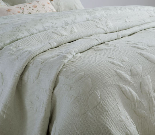 Nef-Nef Homeware Emily Coverlet Double Cotton Green 230x240cm