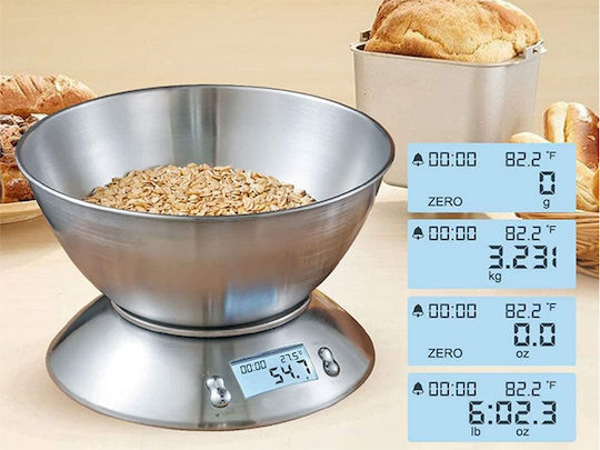 Ψηφιακή Ζυγαριά Κουζίνας με Κάδο έως 5kg Ασημί