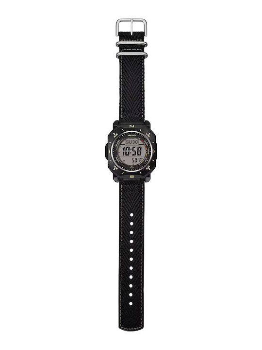 Casio Digital Herrenuhr Solar mit Schwarzem Stoffarmband