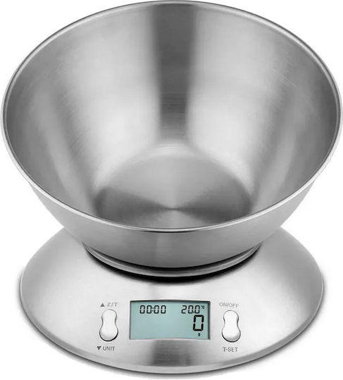 Ψηφιακή Ζυγαριά Κουζίνας με Κάδο έως 5kg Ασημί
