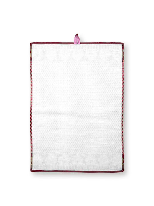 PiP Studio Flower Festival Scallop Πετσέτα Κουζίνας από 100% Βαμβάκι Dark Pink 70x50cm
