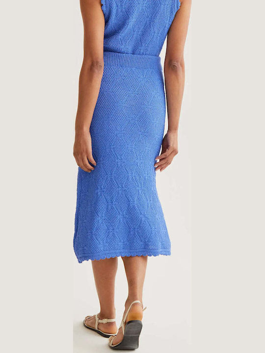 High Waist Midi Skirt Blue