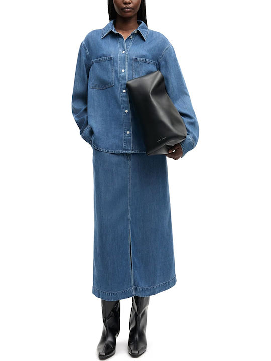 Denim Midi Rock Blau