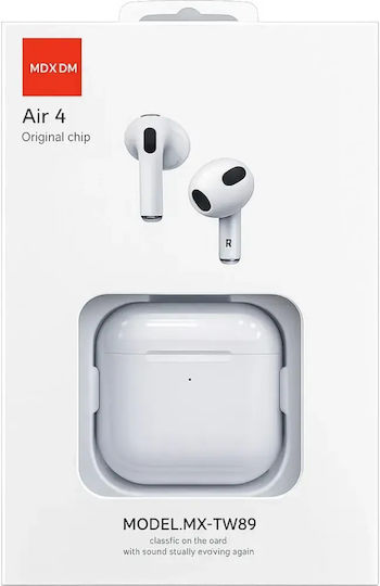 Moxom MX-TW89 Air 4 Earbud Bluetooth Handsfree Headphones with Charging Case White